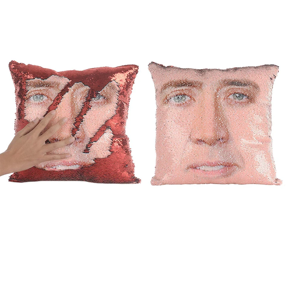 Наволочка Nicolas Cage Подушка с блестками Двусторонняя наволочка с блестками декоративная двухцветная наволочка