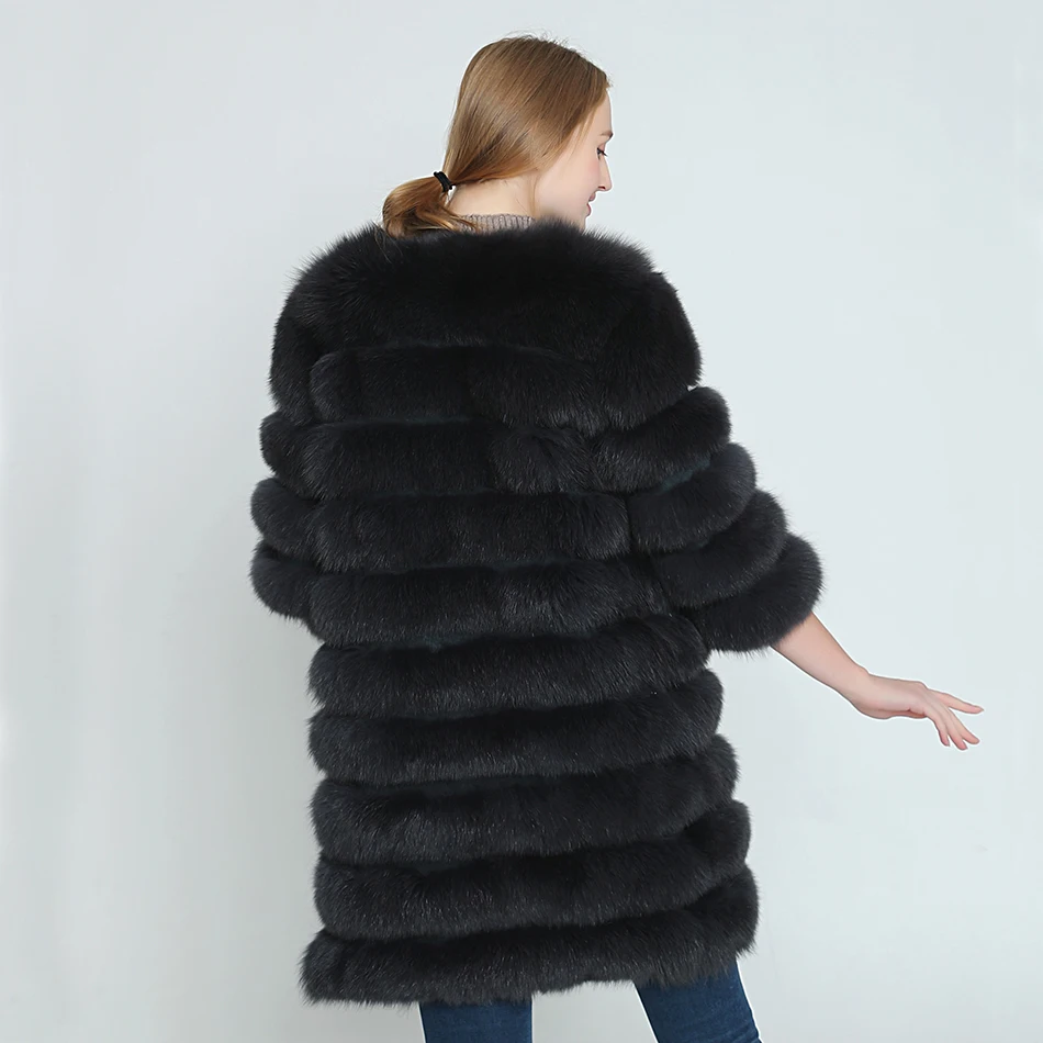 OFTBUY, осенняя Женская куртка, базовое пальто, натуральный Лисий мех, жилет, короткое пальто, цветное, без рукавов, в полоску, свободное, высокое качество
