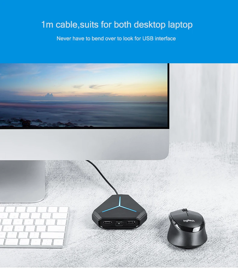 6 портов usb-хаб 1 м разветвитель кабеля с устройство для чтения карт SD TF Mic AUX классный светильник USB 2,0 концентратор для нескольких устройств настольного ноутбука