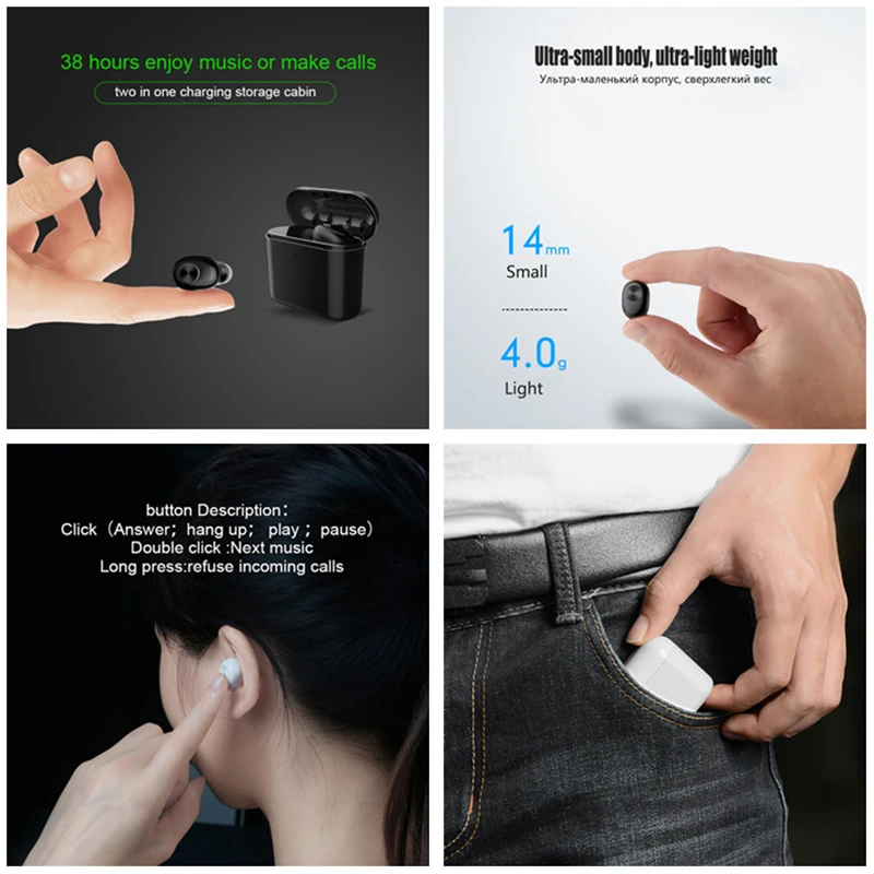 Беспроводные наушники YOU FIRST Bluetooth мини гарнитура с микрофоном Спортивные для iPhone