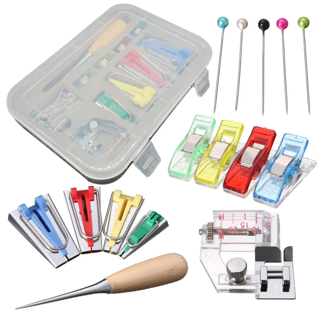 

60pcs/lots New Fabric Bias Binding Tape Maker Kit Binder Foot For Sewing & Quilting