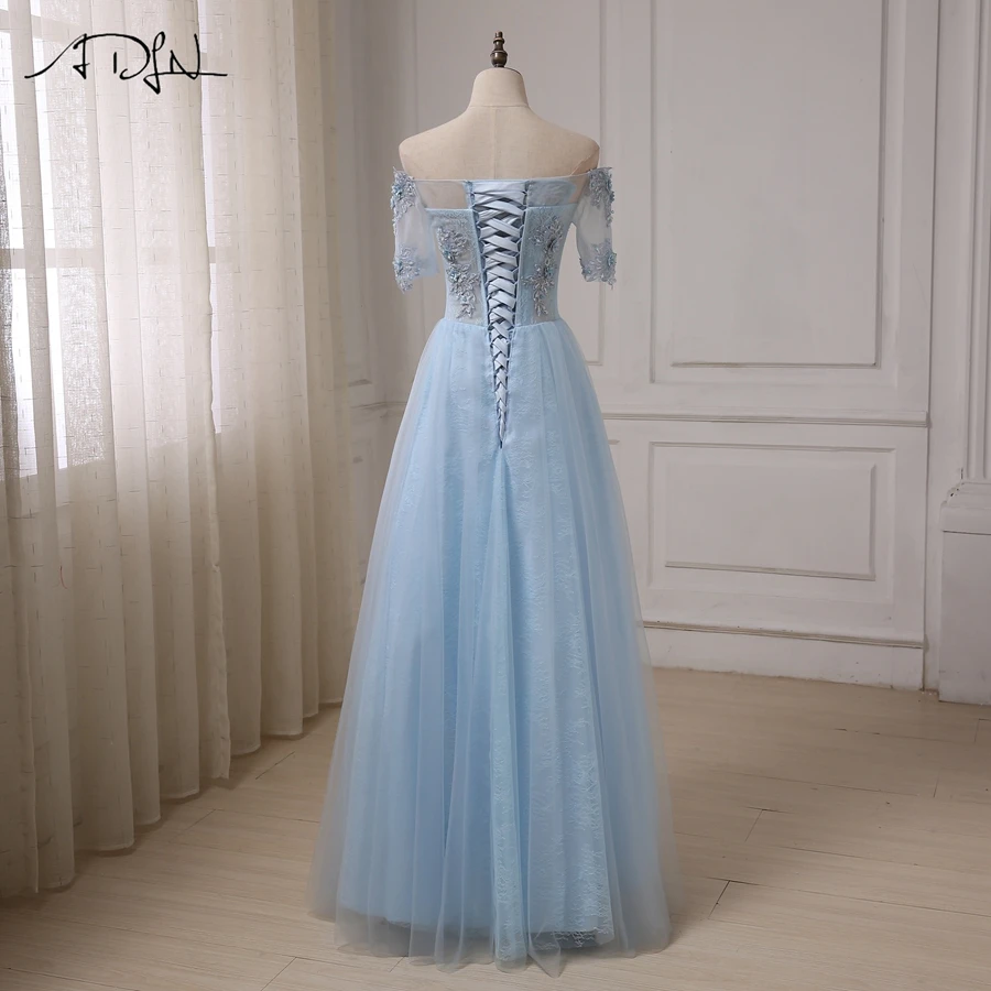 ADLN Robes De Soiree Лодка шеи See хотя платья выпускного вечера аппликация бисером блестки