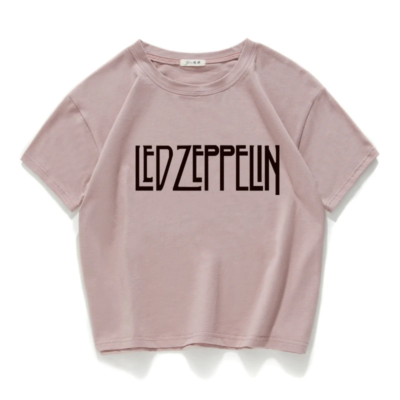 Led zeppelin, жесткая рок-Футболка, женская, хлопок, уличная мода, народный рок, короткая футболка, женская, с круглым вырезом, в стиле панк, графический, Женский кроп-топ