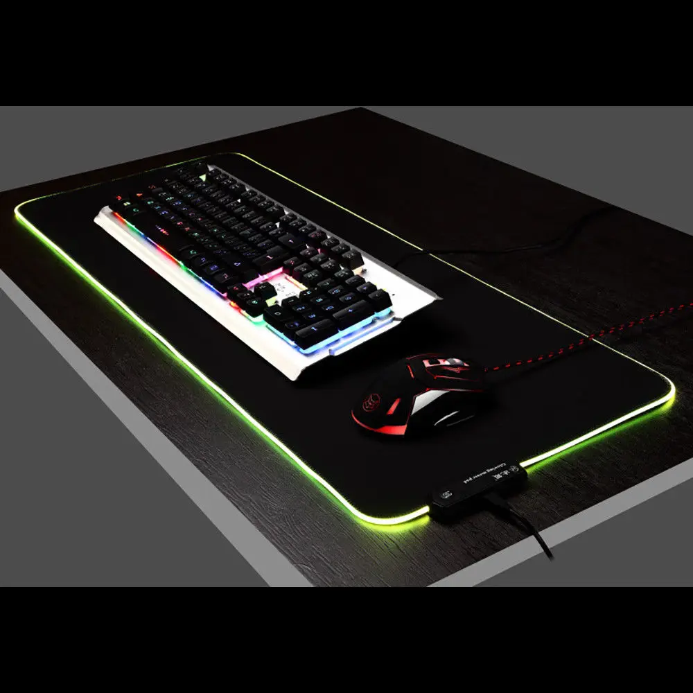 2 размера большой светодиодный RGB коврик для мыши USB Проводное освещение игровой геймер Коврик для мыши Коврик для компьютера Overwatch 2 borderland