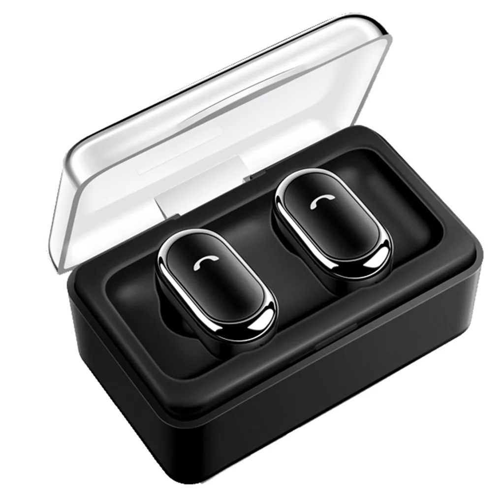 Black Mini Twins настоящие Беспроводные спортивные наушники Bluetooth наушники-вкладыши стерео наушники с зарядным устройством универсальная Скрытая форма мини - Цвет: Black