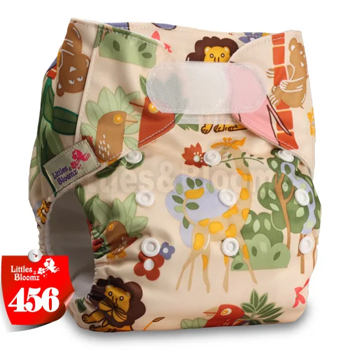 [Littles&Bloomz] Один размер многоразовые тканевые подгузники Моющиеся Водонепроницаемые Детские карманные подгузники стандартная застежка на липучке - Цвет: 456