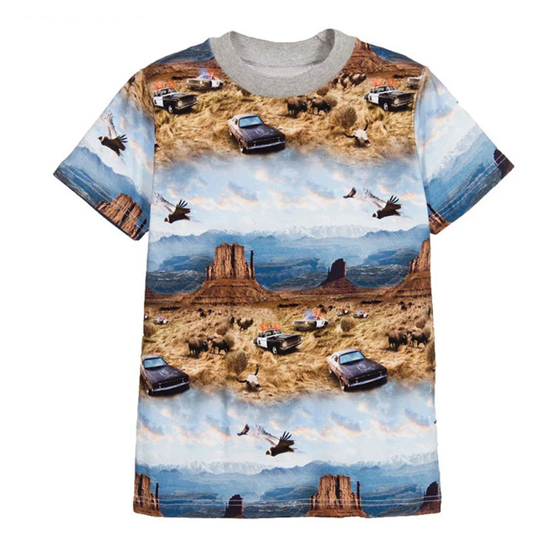 Футболки для мальчиков летний хлопковый топ детей с принтом одежда малышей