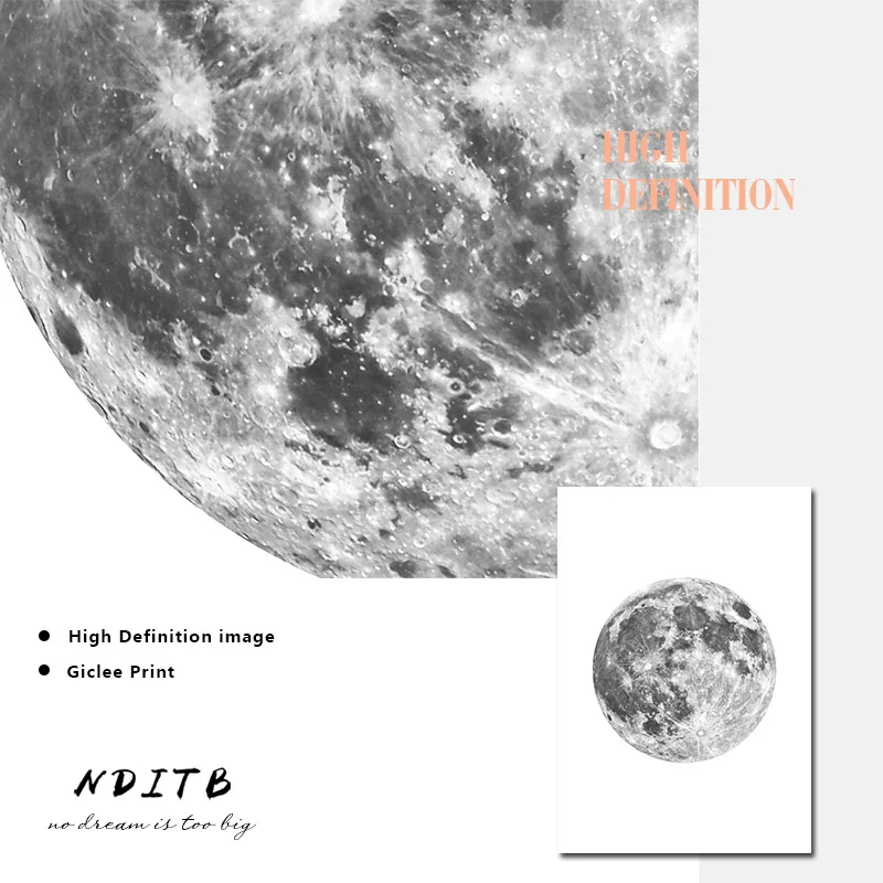 Луна Фаза Холст Постер Печать Минималистичное Искусство Стены Абстрактная Картина Северная Декорация Картины Современное Украшение Гостиной.