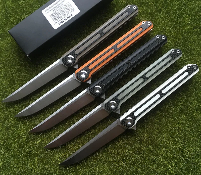 Murah STEDEMON C06 Pisau Lipat Flipper 440C Pisau KVT G10 Pegangan Serat Karbon Berkemah Berburu Luar Ruangan Pisau Saku EDC