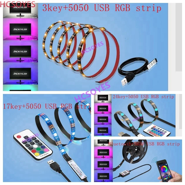 ТВ/компьютер чехол фоновый свет набор 3key 17key 24key IR RF беспроводной Bluetooth контроллер пульт дистанционного управления 5050 RGB USB полоса Стоп свет