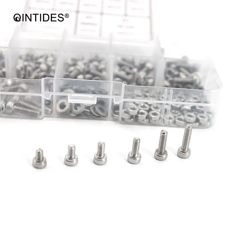 QINTIDES 250 шт./компл. DIN912/ISO 4762/GB/T 70 Шестигранная головная крышка винты 304 болты из
