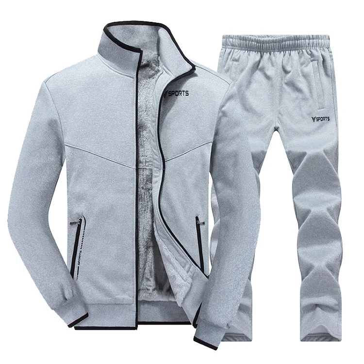 SH131 Gray Warm Мужской утепленный спортивный костюм дизайнерский принт размера плюс зимние толстовки флисовые толстовки Мужская спортивная одежда Moletom Masculino - Цвет: SH131 Gray Warm