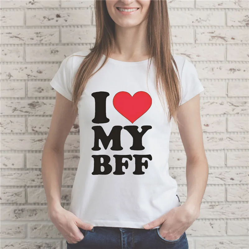 Dreamlikelin I Love My BFF красное сердце для взрослых сестры футболки лучший друг Футболки
