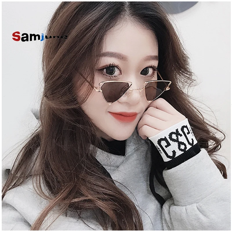 

Samjune Vintage Punk Triangle Sunglasses Women Men Metal Frame Black Red Yellow Pink Steampunk Sun Glasses Retro Shades