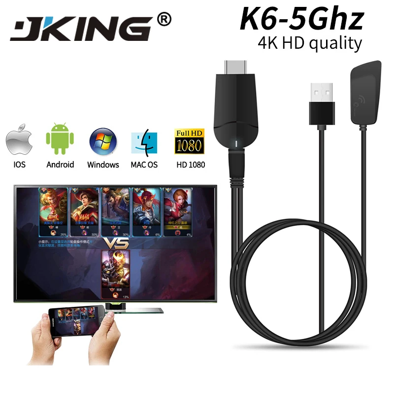 Mirascreen k6 5Ghz ТВ ключ двухдиапазонный 2 4 ГГц 5 8 к HD WiFi miracast Airplay DLNA tv Stick K EZCast дисплей