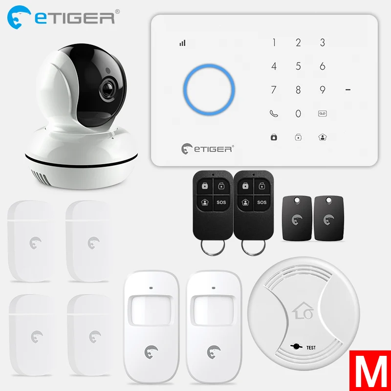 SET M ETiger S3B Одежда высшего качества GSM Беспроводной ПИР Главная охранной сигнализации системы Автодозвон Dailer SMS вызова белый Панель - Цвет: SET M
