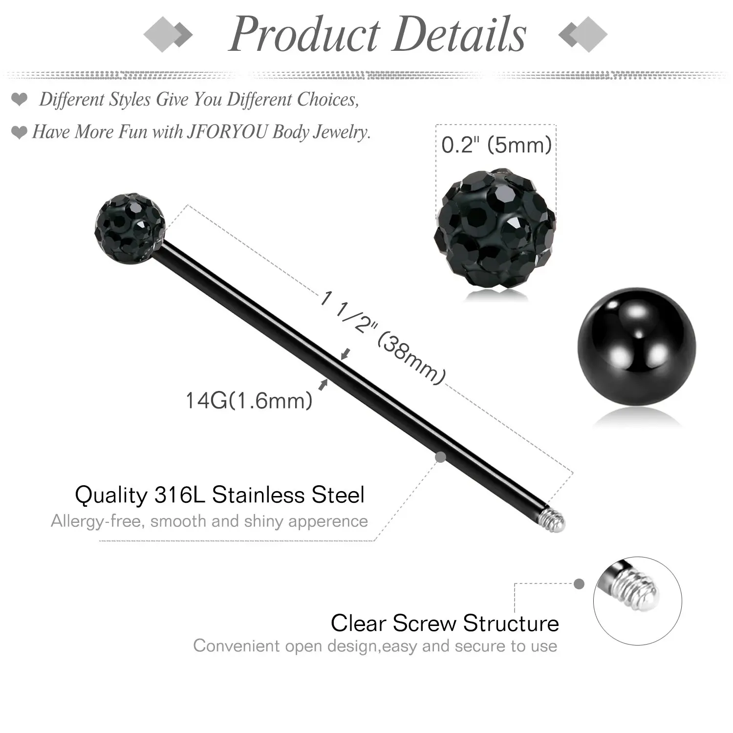 Серьги штаны JFORYOU из нержавеющей стали 6 шт. 14 дюймов 1/2 дюйма (38 мм)|Украшения для