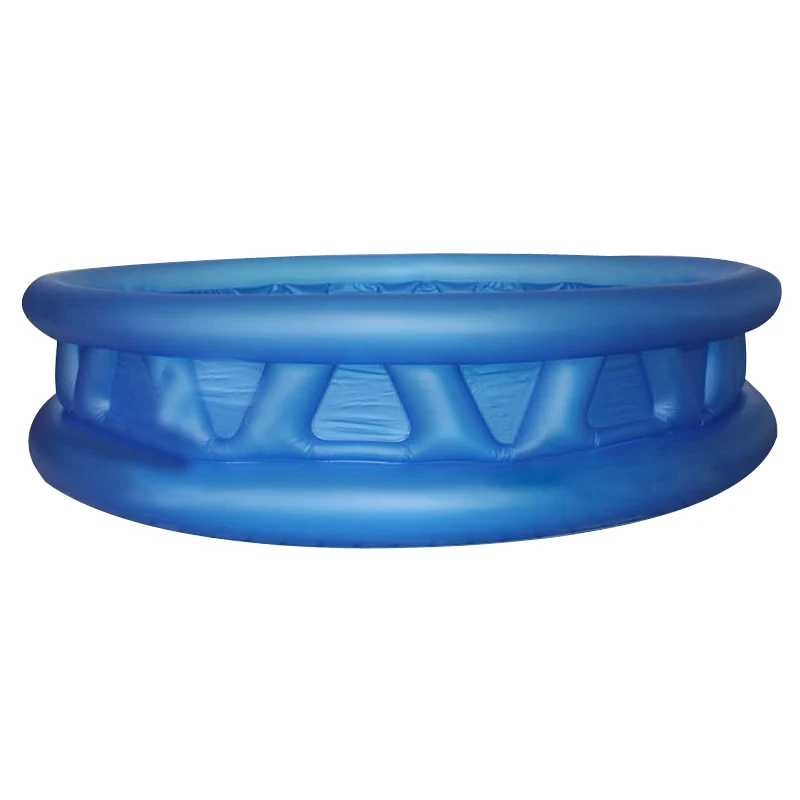 Пластиковый однотонный синий надувной Круглый днище отверстие для слива большой
