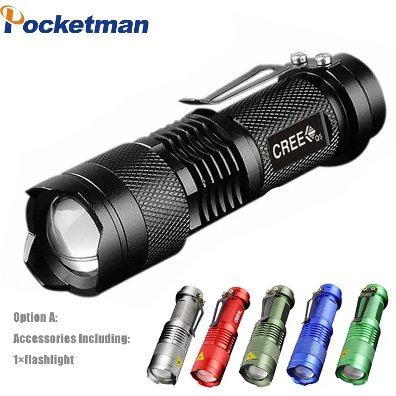 Option A Pocketman мощный светодиодный фонарь SK68 с 3 режимами 2000лм, масштабируемый мини портативный фонарь, тактический фонарь для велосипеда с батареей - Испускаемый цвет: Option A