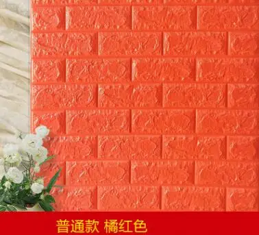 Orange 70*77 см 3D PE пенка, камень, кирпич, наклейки на стену, домашний декор, гостиная, художественная Фреска для детей, безопасные самоклеющиеся рельефные DIY обои - Цвет: Orange