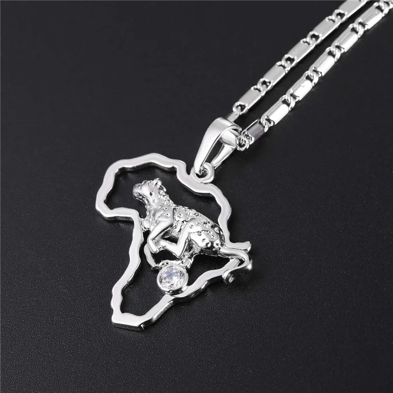 Collare Африканская Карта бег Леопард Кристалл Цирконий ожерелья подвески золотой