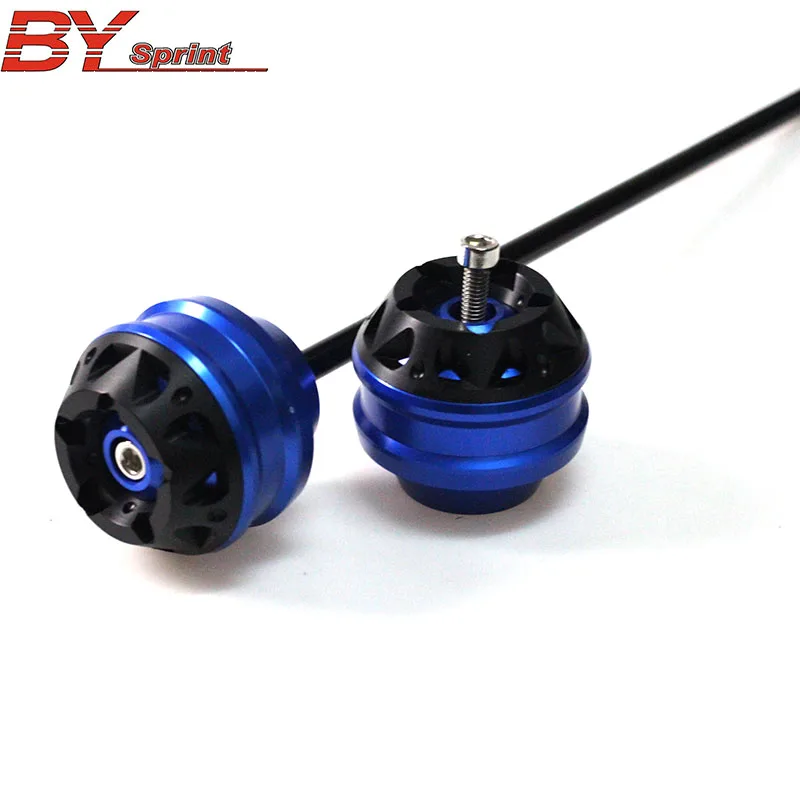 Blue Front wheel Мотоцикл с ЧПУ падение протектор переднего и заднего колеса падения мяч/амортизатор для Kawasaki Z900 Z 900 - Цвет: Blue Front wheel