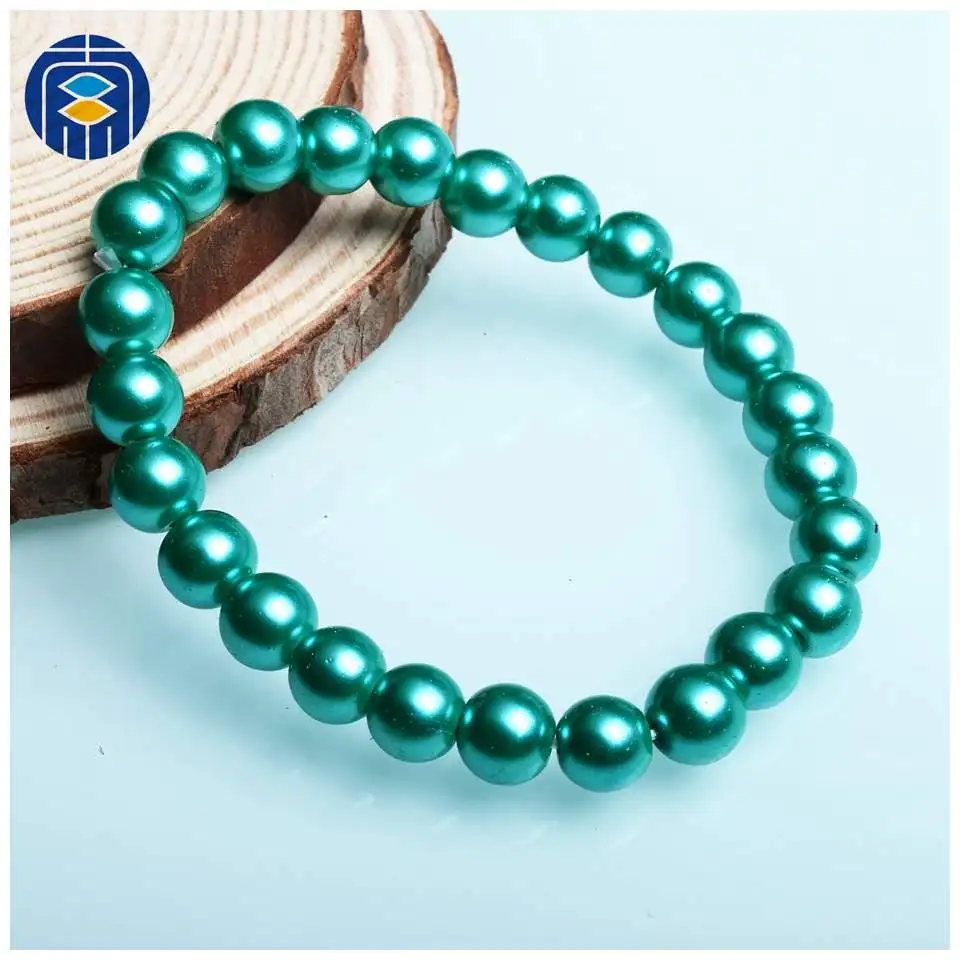 13.Emerald JuleeCrystal 8 мм имитация браслет из искусственного жемчуга Мода Красочные оптом эластичный стрейч браслет из стеклянных бусин для женщин - Окраска металла: 13.Emerald