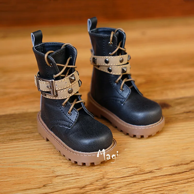 Allaosify BJD shoes 1/3 1/4 leather shoes black brown doll boots free shipping