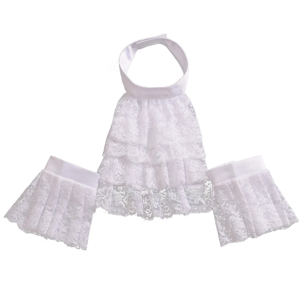 Кружевной воротник-Имитация шеи Ruffs винтажный гофрированный жабо для мужчин белый черный Викторианский пиратский аксессуар
