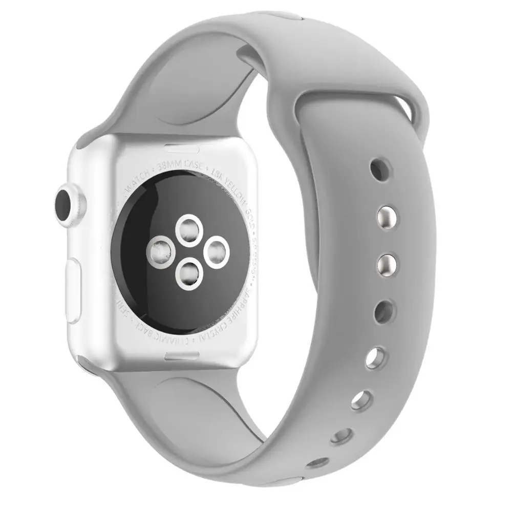 Цветной мягкий силиконовый сменный спортивный ремешок для 38 мм Apple Watch Series1 2 42 мм наручный браслет ремешок для iWatch Sports Edition - Цвет ремешка: Gray