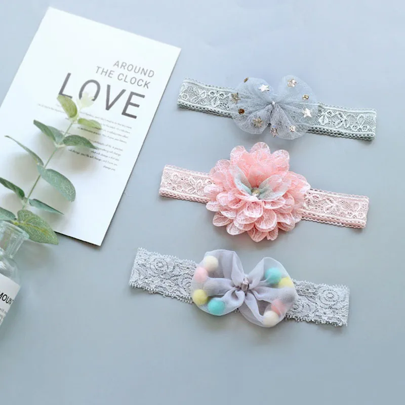 style 8 set 3 шт./компл. милое кружевное платье с цветочным рисунком и бантом для маленьких девочек и повязка на голову для новорожденных в стиле принцессы Haarband, украшение для детей, повязка на голову, повязка для малышей повязка на голову аксессуары бандо cheveux - Цвет: style 8 set