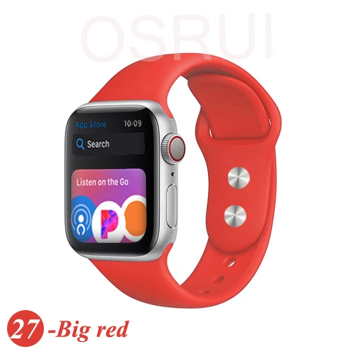 27-Big red Спортивный силиконовый ремешок для apple watch band 4 44 мм 40 мм iwatch band 42 мм 38 мм ремень для браслета apple watch series 5 4 3 2 аксессуары - Цвет ремешка: 27-Big red