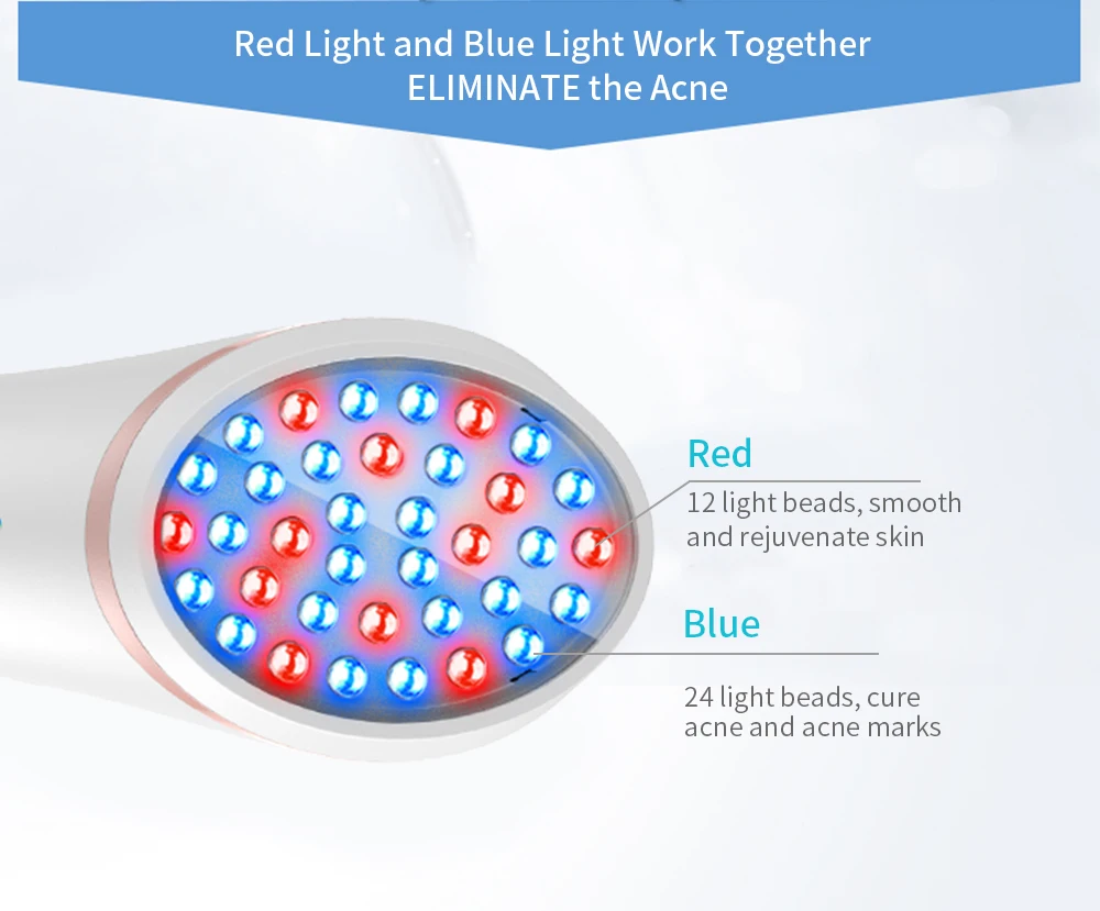 Acne Light Therapy, Xpreen беспроводной Перезаряжаемый Свет устройство для лечения акне Acne Clearing ластик с синим светом и красным светом