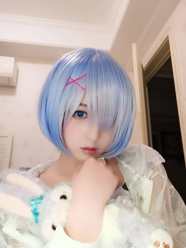 Высокое качество Градуированный цвет REM косплей парик ram Косплей парики Re: Zero начала жизни в другом мире костюмы Омбре парики