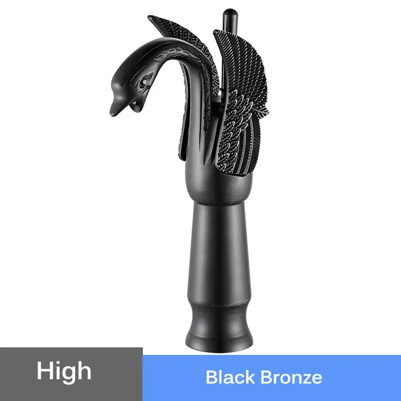 High Black Bronze Золотой Лебедь смеситель для раковины с одной ручкой столешница смеситель для ванной комнаты на бортике латунный кран для горячей и холодной воды хромированный смеситель - Цвет: High Black Bronze