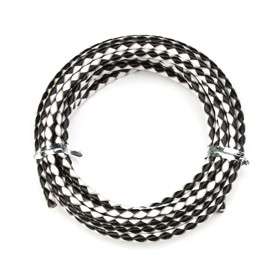 

SAUVOO 2Meter/lot 4mm Multicolor Braided Round Leather Cord Black Cord Necklace DIY Leather Bracelet Making Jewelry Findings
