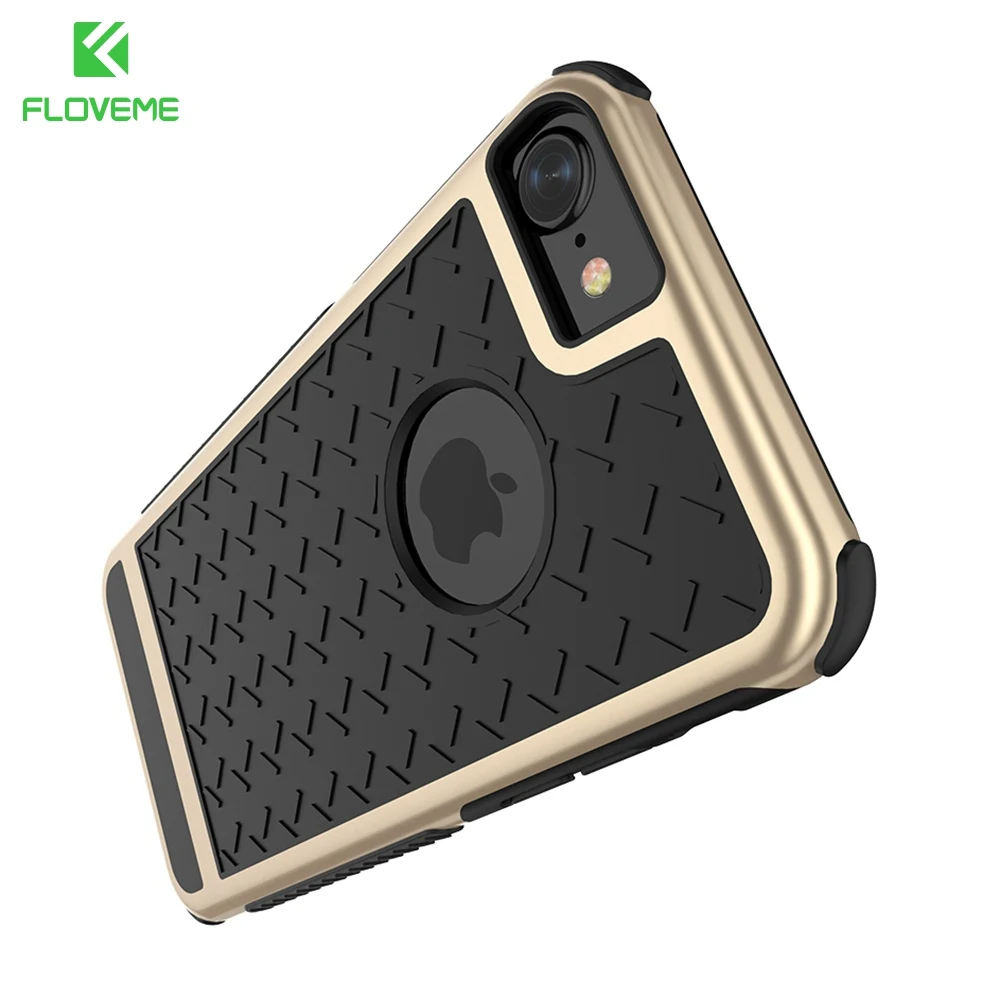 FLOVEME Heavy Duty Armor Case For iPhone 7 6 6s Plus Plastic Soft TPU Phone Cases 5s se Plain Bumper Back Cover i7 |