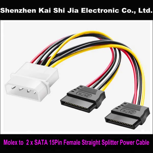 Разветвитель прямого угла IDE Molex силовой кабель с 4 контактами на 2X15 контактов SATA 6