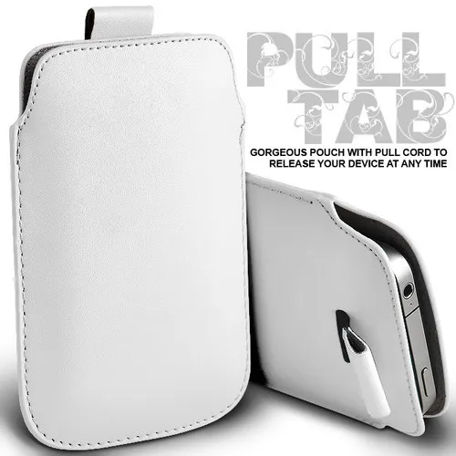 Pull and Push Tab из искусственной кожи чехол для iPhone 11 pro 4S 5 5S 6 7 8 Plus X Xr Xs Max чехол 13 цветов Универсальный Размер - Цвет: Белый