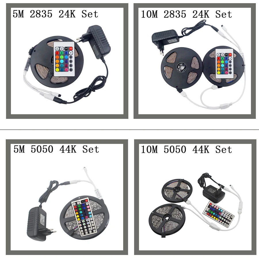 Светодиодная лента светильник RGB SMD 5050 2835 5 м водонепроницаемая гибкая