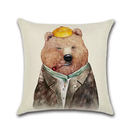 J 45x45 см джентльмен Mr. animals наволочка из хлопка и льна наволочка креативная спальня диван декорационный бросок декоративные домашние наволочки - Цвет: J