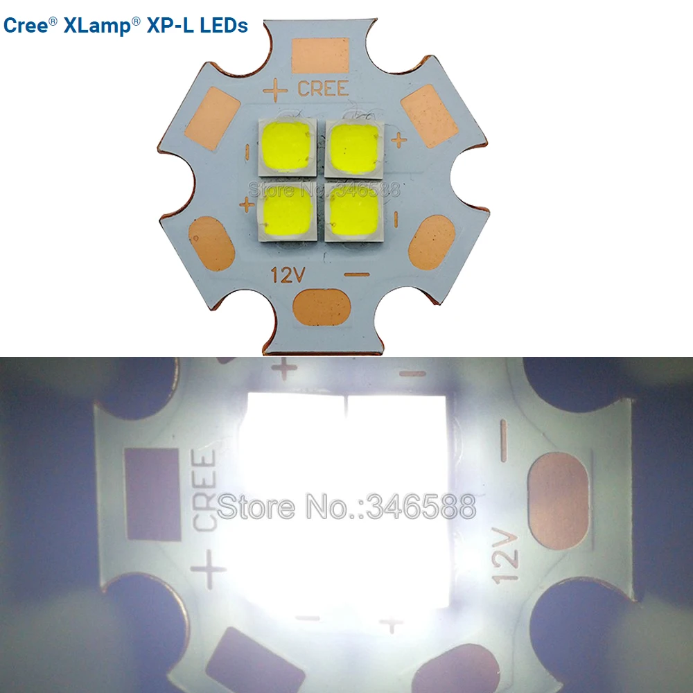 Фото Cree XPL XP-L 4 чипа 36 Вт 3В 6В 12В светодиодный эмиттер высокой мощности вместо XHP70 SST-90 холодный белый теплый белый нейтральный белый 20 мм PCB №1