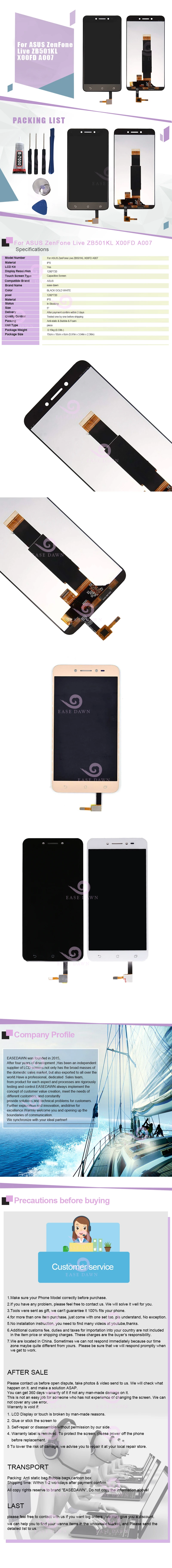 Для ASUS ZenFone Live ZB501KL X00FD A007 ЖК-экран+ сенсорная панель дигитайзер сборка для Asus дисплей