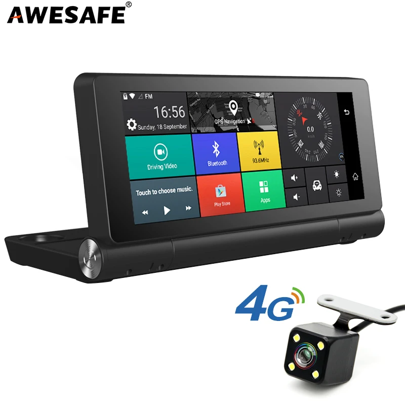Awesafe E28 Видеорегистраторы для автомобилей Камера поддерживается 3G/4 г Android 5.0 GPS