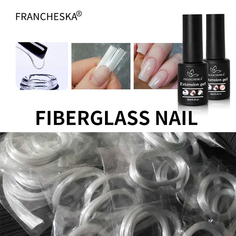 Гвозди из стекловолокна Fibernails с гелем для наращивания волокна для маникюра, салонов акриловых форм, 2 м/1,5 м/1 м/0,5 м, комплект из стекловолокна
