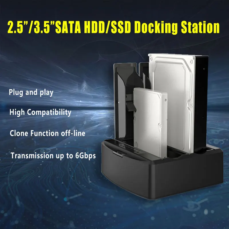 Док-станция для жесткого диска Sata II на USB3.0 Твердотельный накопитель 2 5/3 5 дюйма