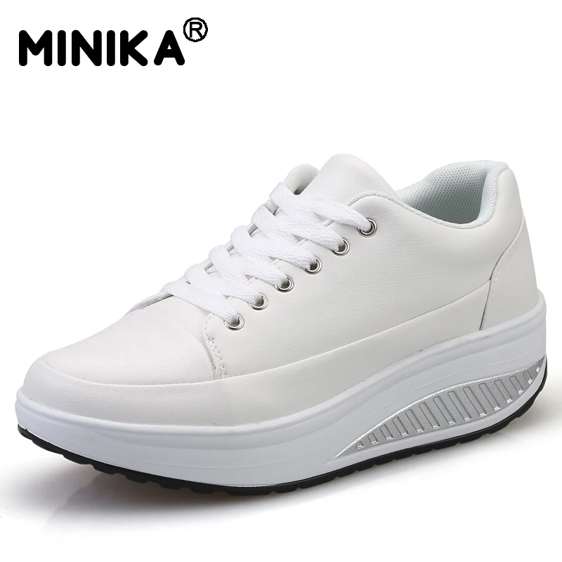 Minika Tenis Feminino женская повседневная обувь кожаная на танкетке платформе дышащая