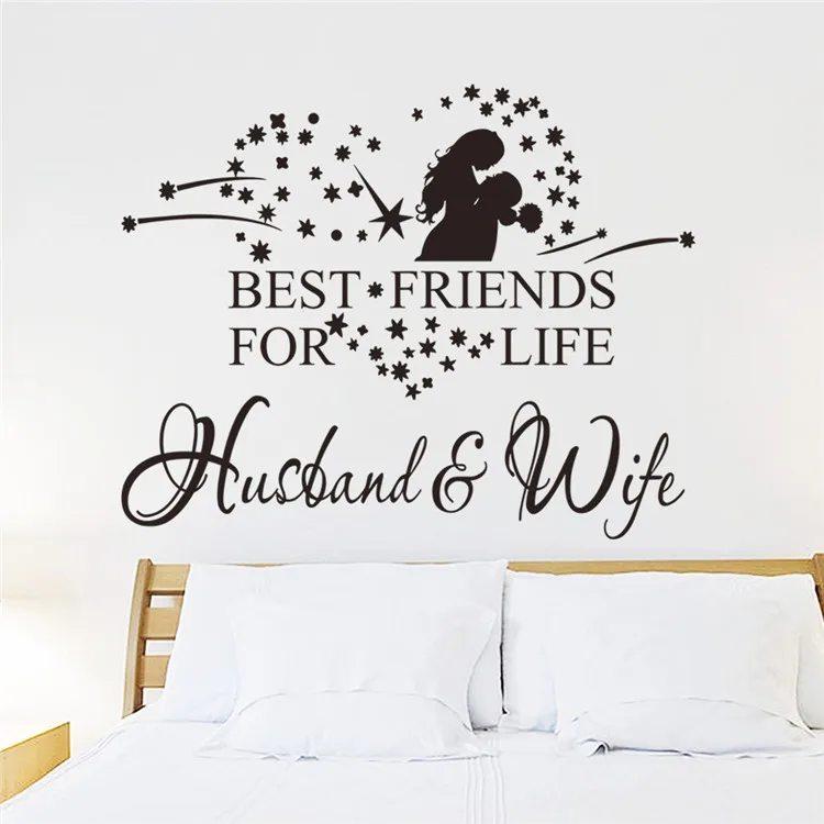 2017 Star Heart Home Decor Hug Couples Vinyl Romantic Wall Stickers Bedom Art Decoration Quotes Husband&ampwife Adesivo De Paredero | Дом и