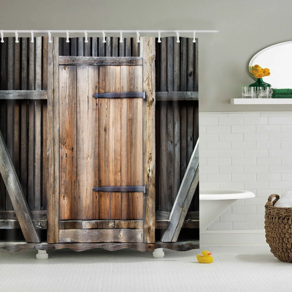 Деревянная дверь занавеска для душа большая 180x200 см 3d Ванна одна печать водонепроницаемый полиэстер для ванной Декор «Cortina de» bano Home