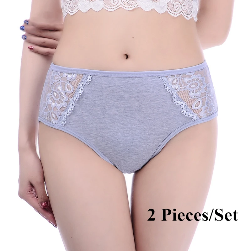 2Pcs-Gray 2 шт./компл. нижнее белье Для женщин трусики женские Высокая Талия хлопковые трусы нижнее белье Для женщин Удобные трусики женское нижнее белье - Цвет: 2Pcs-Gray